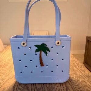 BOGG BAG Sky Blue Tote with Palm Tree Design